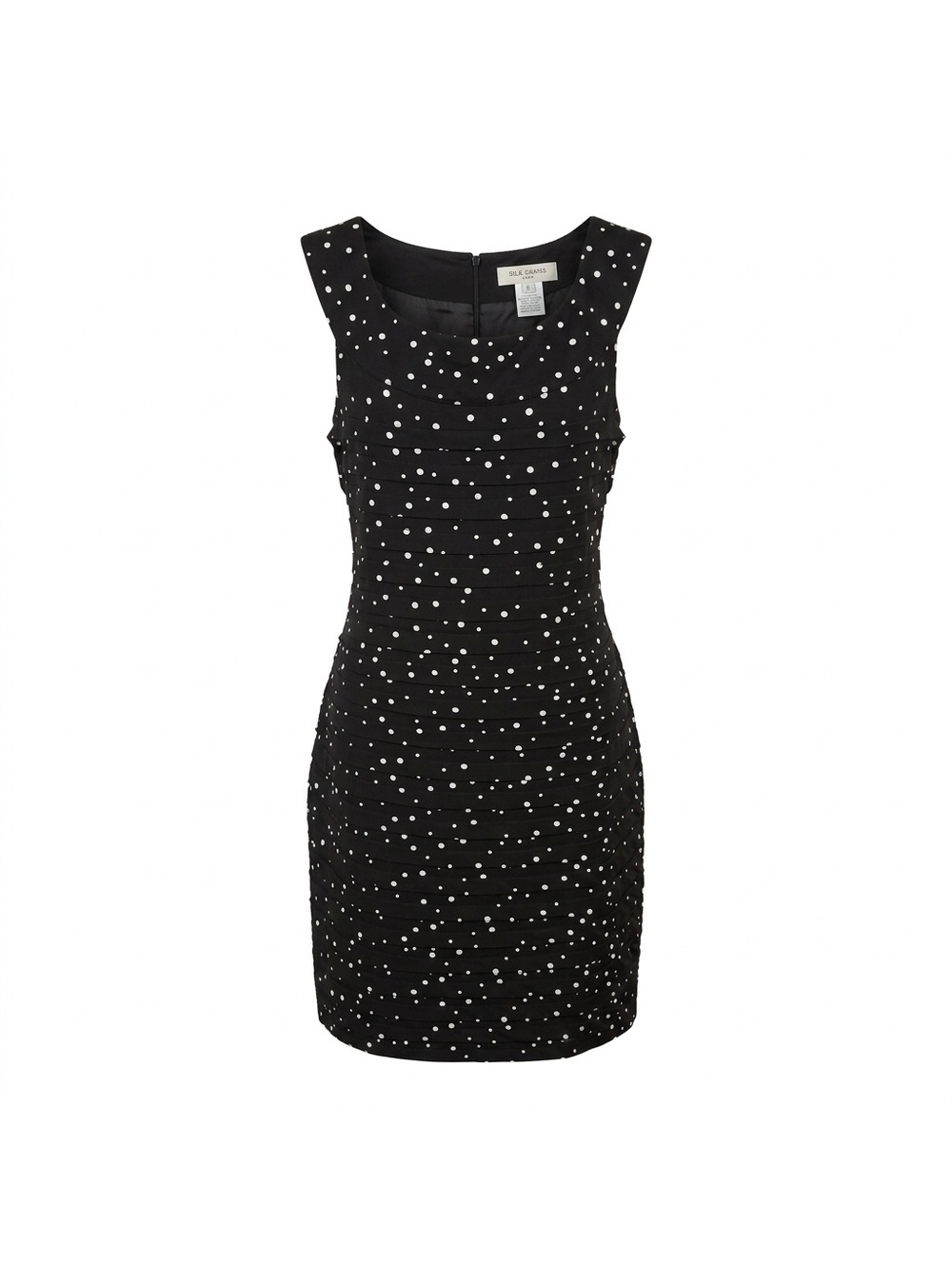 Yest Vintage Black sleeveless polka dot sheath dress